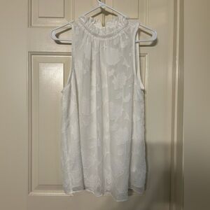 Michael Kors Floral Lace Halter Top size L white with zipper in the back